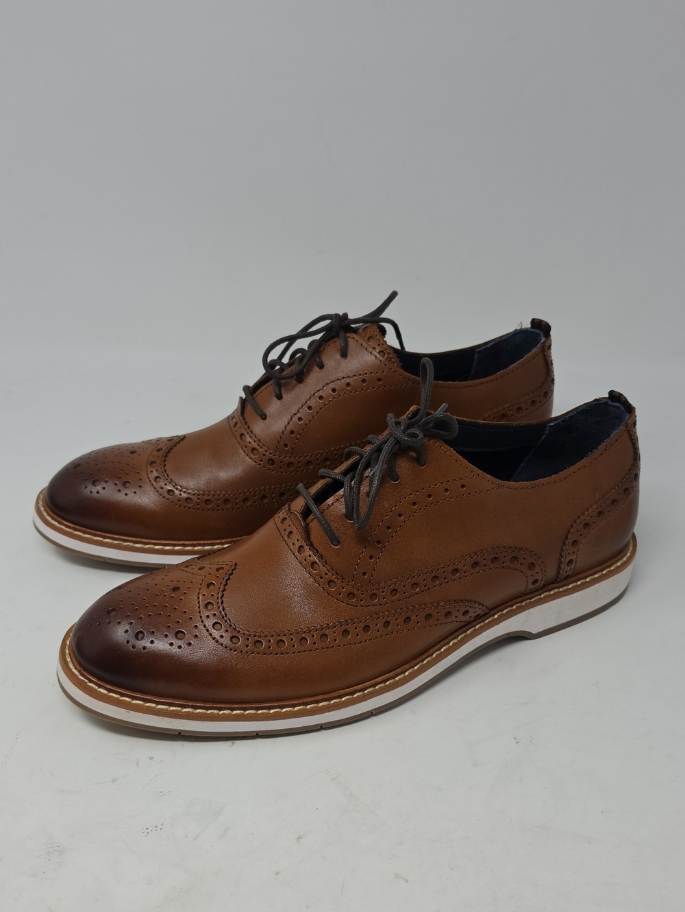 Cole Haan Morris Tan Brown Leather Brogue Derby Wing Tip Men's Shoes Size 9